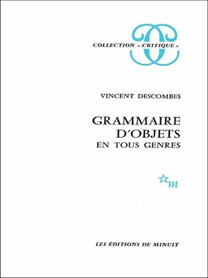 cover image of Grammaire d'objets en tous genres